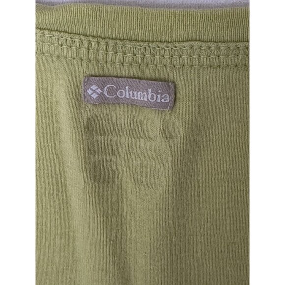 COLUMBIA Womens V Neck Cap Sleeve Graphic T Shirt Large Lime Green Cotton - Picture 5 of 10